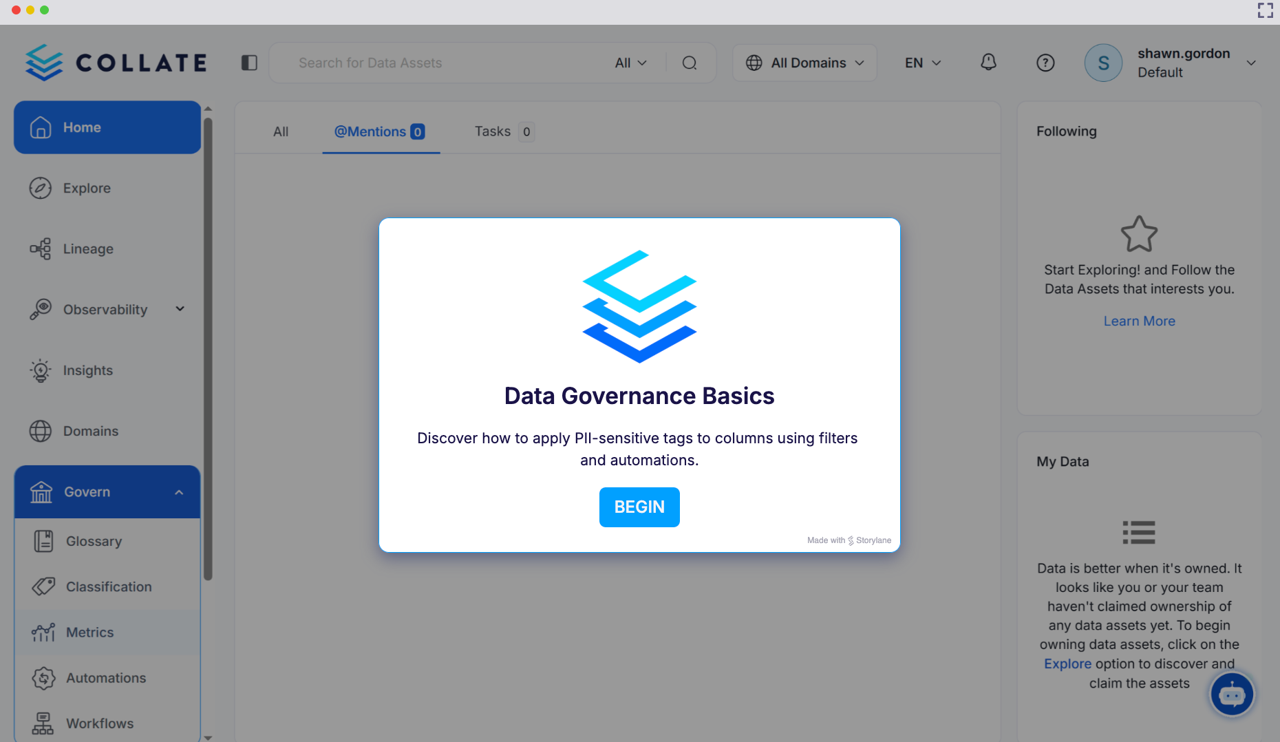 Interactive Product Demo - Data Governance Basics